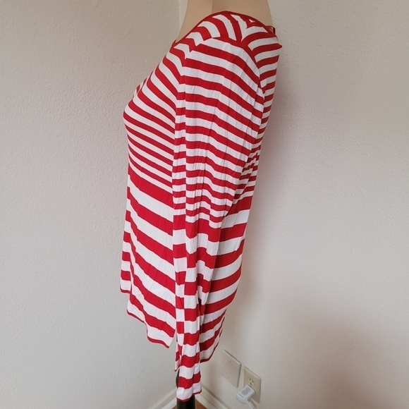 Michael Michael Kors Red and White Striped Long Sleeve Top - Picture 4 of 4